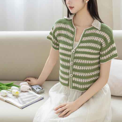 苏苏姐家林蔓翻领上衣手工DIY亚麻蕾丝钩针衣服毛线团自制材料包 商品图1