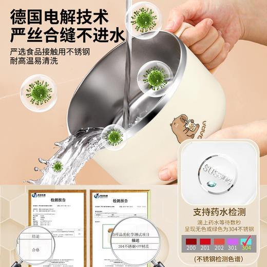 【食品级！严选不锈钢内胆】卡皮巴拉不锈钢304碗 小学生上学专用食品级食堂打饭碗 卡通泡面碗 商品图1