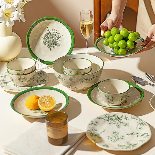 摩登主妇釉下彩餐具碗碟家用2025新款碗具漂亮的盘子陶瓷饭碗汤碗 商品图3