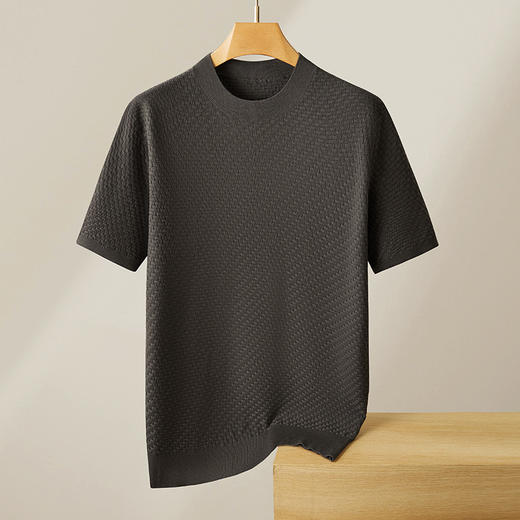【绵羊毛】【DDT】大依优型大码男装男士圆领短袖毛衣加肥加大码宽松毛线衫内搭针织衫 商品图8