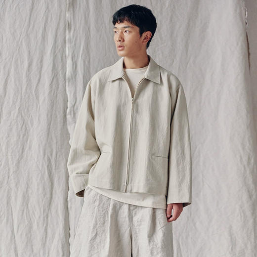 山也 郝 和纸亚麻拼接袖夹克外套 商品图1
