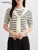 【舒适肌理】阿菁娜假两件条纹海军风飘带毛衫F30Q302027 商品缩略图2