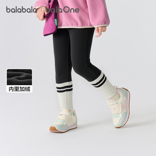 巴拉巴拉balaOne童装儿童加绒打底裤女2025秋冬新款脚口拼接袜套 商品图1