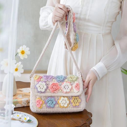 苏苏姐家素缎彩梅映珠包手工DIY钩针编织毛线团羊毛线自制材料包 商品图1