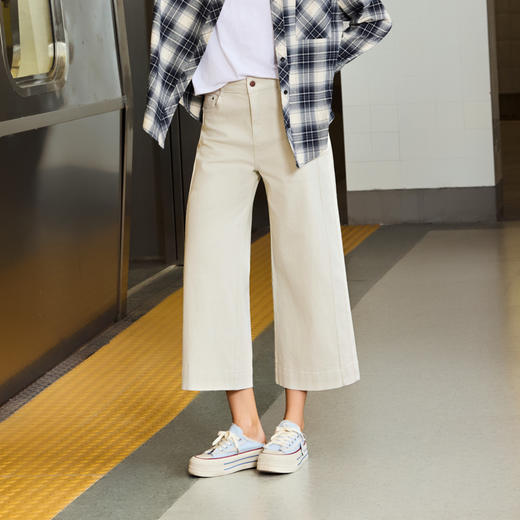 半身缘女裤 秋季质感百搭通勤宽松舒适显瘦九分裤253102U30320014 商品图3