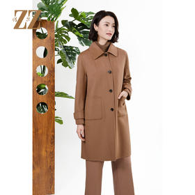 佐尔美秋冬新款复古经典简约气质绵羊毛双面呢中褛女M44SM09