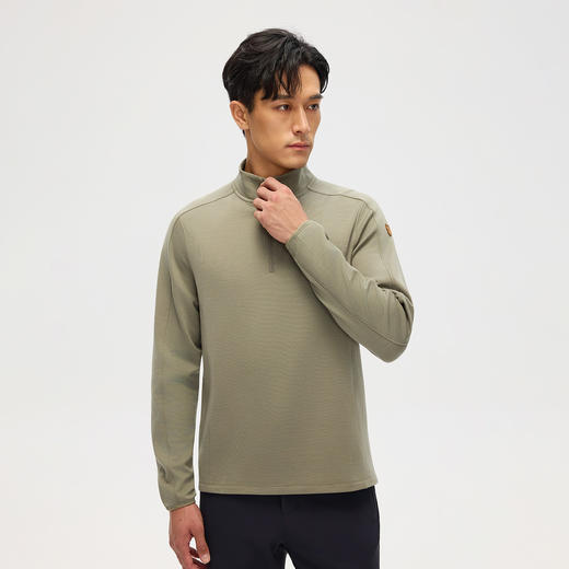 北极狐 男士羊毛混纺抓绒衣 25秋冬加绒保暖立领长袖T恤042521028 商品图2