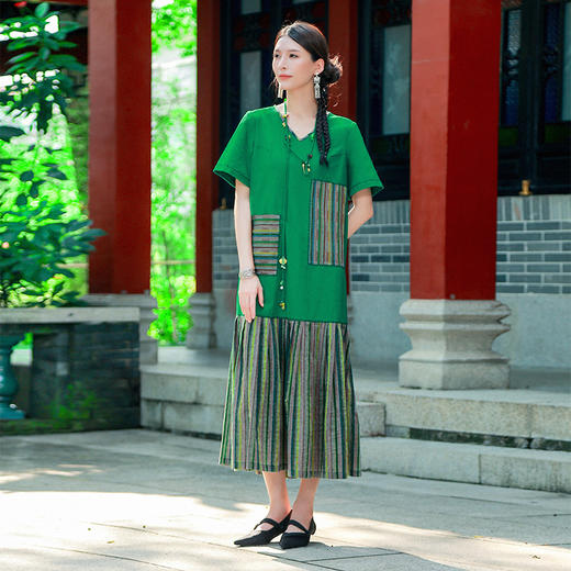 【夏季新品】碧野耕烟民族风短袖连衣裙 | 现货加急发 商品图1