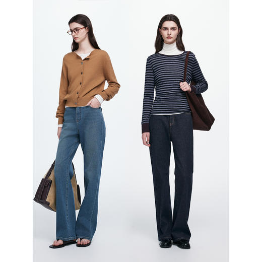 棉仓366619005-【三有超模裤】重磅水洗经典蓝直筒牛仔裤女25秋新品弹力显瘦长裤 商品图3