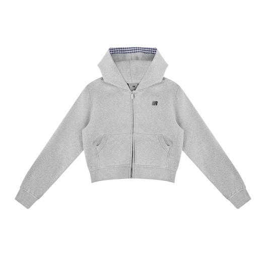 FDR官方店 R字格纹空气层连帽卫衣外套女秋季蓄热保暖短款上衣 商品图4