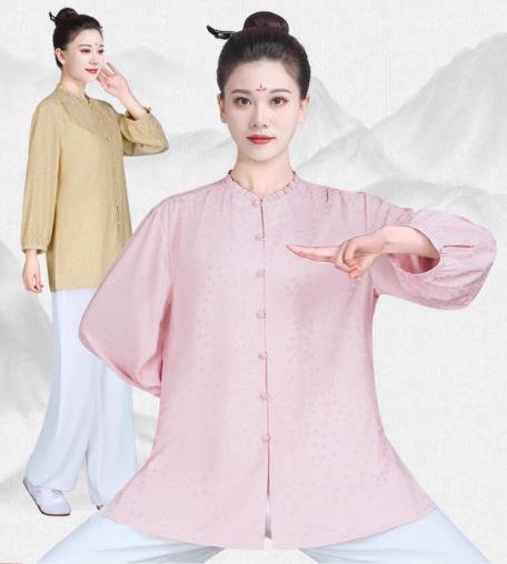 太极服上衣女款新款薄款太极拳练功服女士八段锦短袖 商品图0