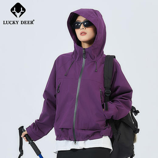 LUCKYDEER/幸运鹿女士短款户外防风防泼水透气徒步单层登山服 商品图5