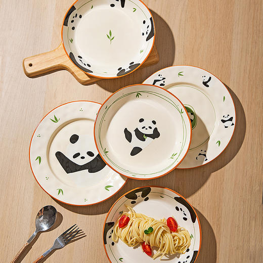 摩登主妇mototo熊猫盘子家用陶瓷菜盘2025新款餐具儿童早餐盘深盘 商品图4