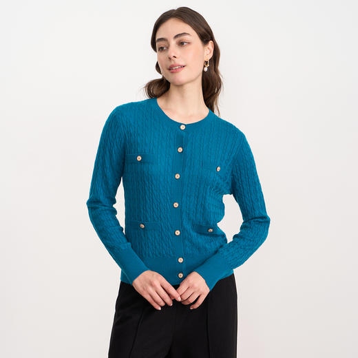 【香风针织开衫】EITIE爱特爱精致绞花舒适显瘦针织衫2025秋新款C2501814 商品图6