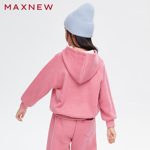 【门店同款】马恩MAXNEW童装秋冬女童加绒长袖连帽卫衣儿童休闲上 商品图3