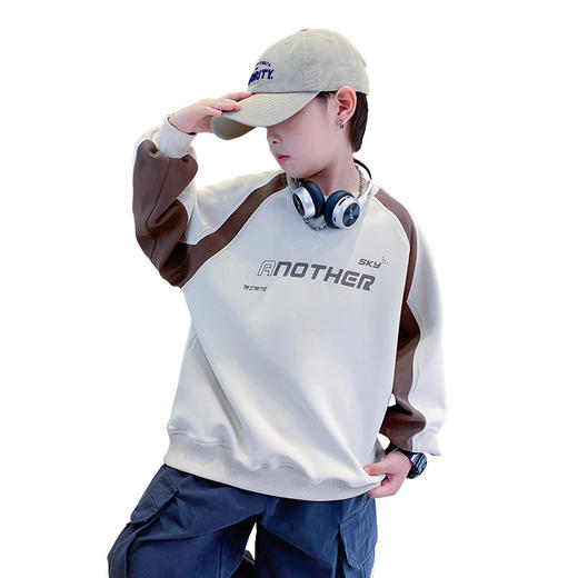 潮牌男大童秋装撞色机车宽松卫衣2024年新款儿童男孩秋季酷帅上衣 商品图4