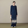 【林栖设计小店】(现货）美丽诺绵羊毛织上衣传统蓝印花纹宽松2025秋冬新款毛衣女1954018 商品缩略图0