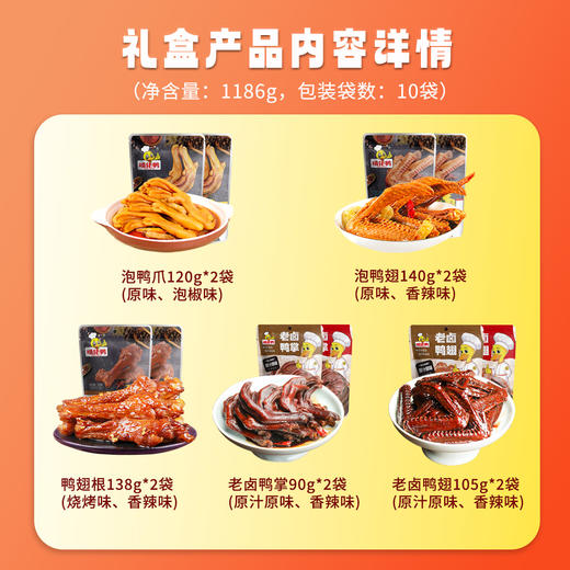 啃佬鸭泡鸭爪鸭翅根老卤休闲零食小吃全肉零食大礼包礼盒 商品图2