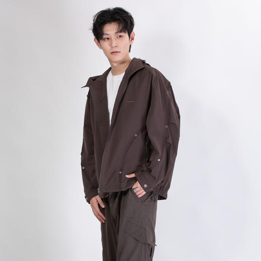 DRONKOO 2025 连帽左金属标袖子口袋织带金属扣微阔中厚夹克 商品图2