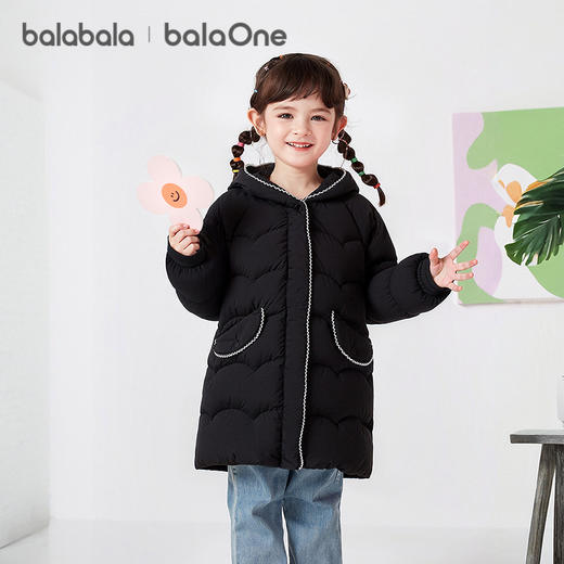 巴拉巴拉balaOne儿童羽绒服女童防风保暖冬连帽小香风上衣2025新 商品图1