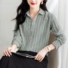 KQL 369H9975法式仿麻条纹长袖衬衣时尚气质洋气上衣 商品缩略图1