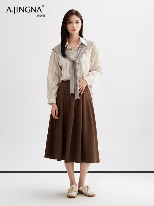 【淘衣节专享】阿菁娜海盐风条纹衬衫F30Q230008 商品图0