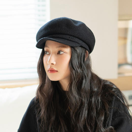 疯帽子 秋冬新纯羊毛鸭舌帽报童帽子女 可造型保暖韩版复古英伦风 商品图1