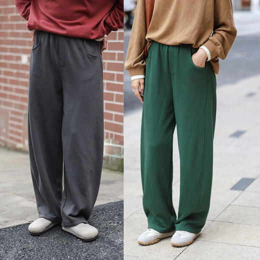 绽放旅行女装476朵/艾草棉混纺分割显瘦全腰松紧弧形卫裤百搭长裤 商品图1