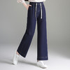 PY-2025新款松紧高腰垂感宽松亮片窄版直筒裤深蓝色阔腿牛仔裤秋季&5603 商品缩略图1