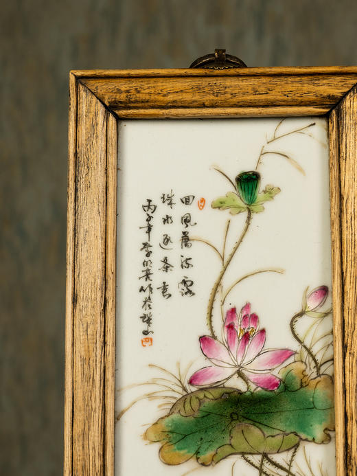 民国	李明亮款浅绛彩花鸟纹挂屏 商品图4