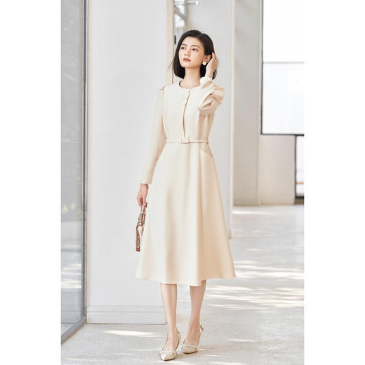 米思阳2026春季新款简约通勤连衣裙独特小众气质收腰a字裙女4349 商品图5