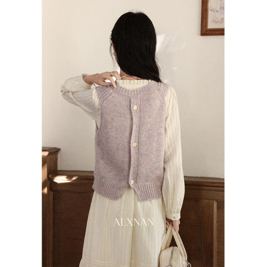 鹿向南「紫雾杏语」紫色背心马甲针织毛衣女秋季新款叠穿无袖上衣 商品图2