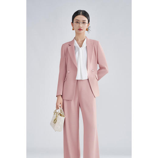 米思阳2026春季职业通勤风OL时尚套装修身西装外套阔腿西装裤两件套女4370 商品图3