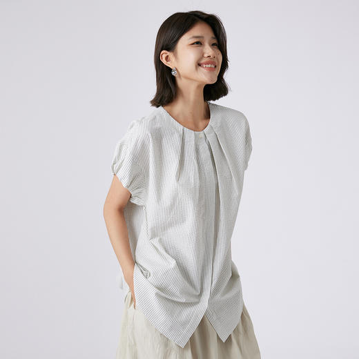 【门店同款】马恩MAXNEW2025夏季新款白色衬衣短袖衬衫 商品图1