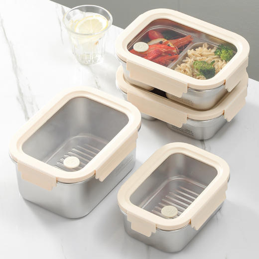 【304食品级  锁住食光】 学生专用304饭盒 可进微波炉加热餐盒 野餐食品密封盒 商品图2