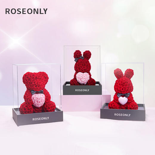 【爱礼告白】ROSEONLY诺誓 高级定制永生玫瑰系列玫瑰心意熊玫瑰心意兔送女友礼物 商品图0