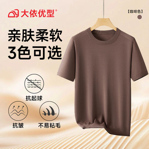 【柔软亲肤】【DDT】大依优型大码男装男士圆领短袖毛衣加肥加大码宽松毛线衫内搭针织衫 商品图4