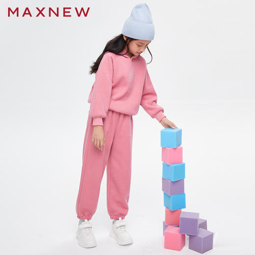 【门店同款】马恩MAXNEW童装秋冬女童加绒长袖连帽卫衣儿童休闲上 商品图4