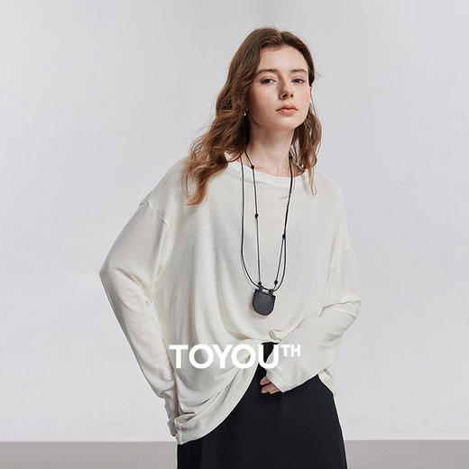 初语天丝羊毛面膜T恤女2025年基础百搭纯色套头肤感上衣 商品图0