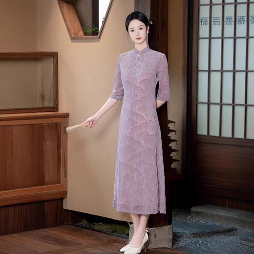 长款时尚显瘦复古高档旗袍连衣裙SYG2555 商品图2