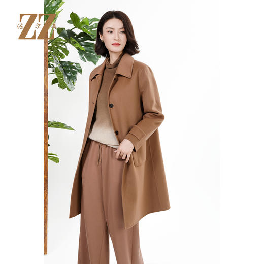 佐尔美秋冬新款复古经典简约气质绵羊毛双面呢中褛女M44SM09 商品图1