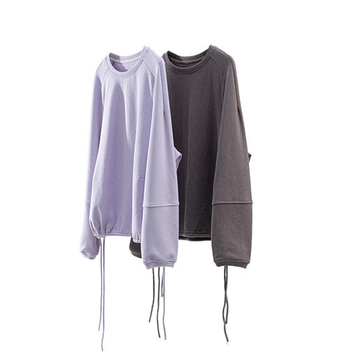 绽放702朵/2024秋季新款女装设计感系带休闲棉纱宽松圆领套头卫衣 商品图4