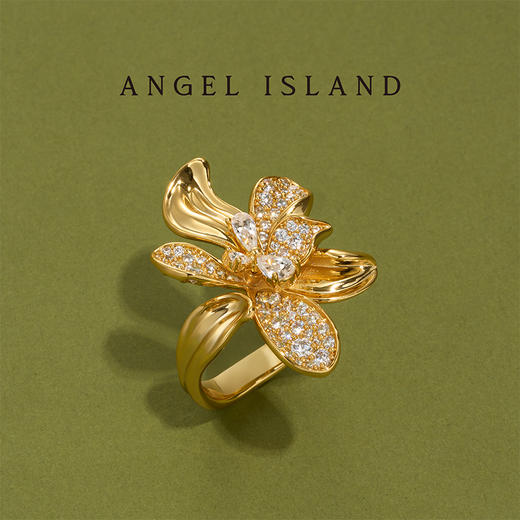ANGEL ISLAND「花叙」花朵造型锆石气质手饰可调节戒指 商品图3