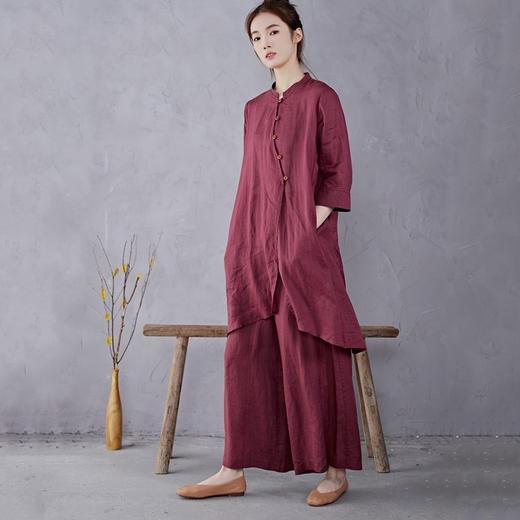 苎麻轻薄两件套酒红色GYD0307 商品图1