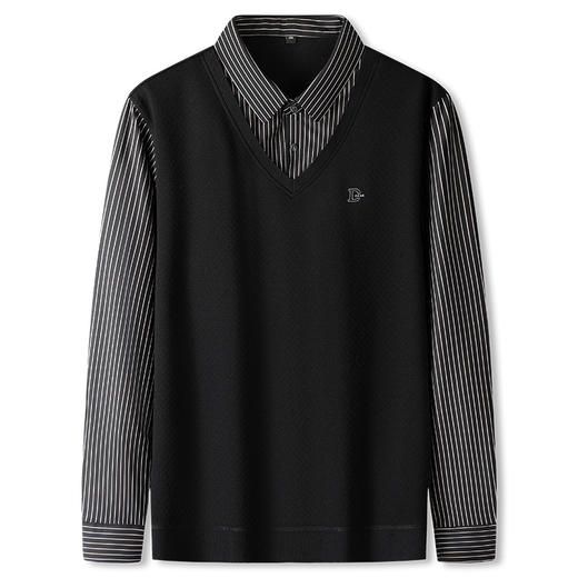 【DKP】大依优型大码V领假两件翻领长袖Polo衫商务男装秋季新款加肥加大体恤大号上衣胖子 商品图6