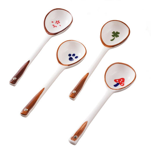 【9.9速抢4支❗️高颜值日式陶瓷勺】采用健康环保的釉下彩工艺，可以直接和食物接触， 不含铅镉元素，安心享受美食滋味，家用喝汤小勺子，长柄圆头盛汤舀粥调羹勺汤匙L 商品图3