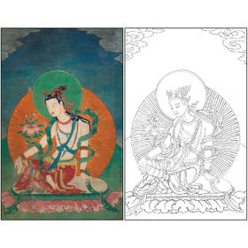谢稚柳人物工笔画白描底稿《佛像》临摹勾线高清打印稿XZ18