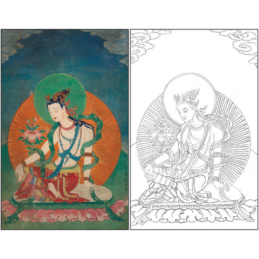 谢稚柳人物工笔画白描底稿《佛像》临摹勾线高清打印稿XZ18 商品图0