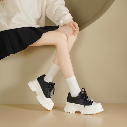 Westory2025年秋季厚底系带运动鞋板鞋休闲深口单鞋S25CM76471 商品图3