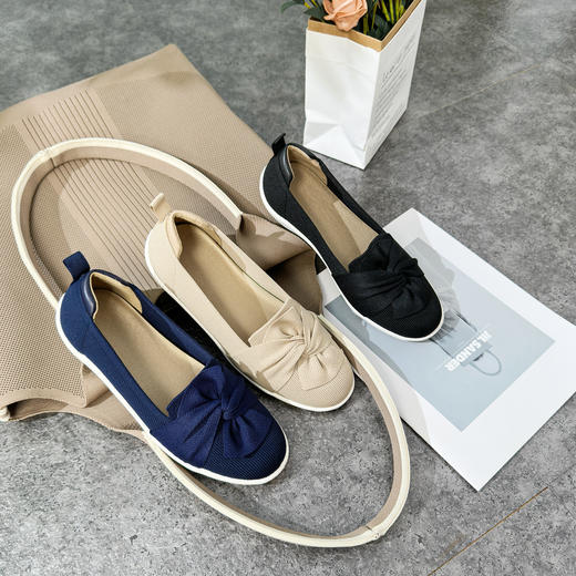 REREJOY 蝴蝶结轻便舒适一脚蹬飞织乐福鞋 商品图8